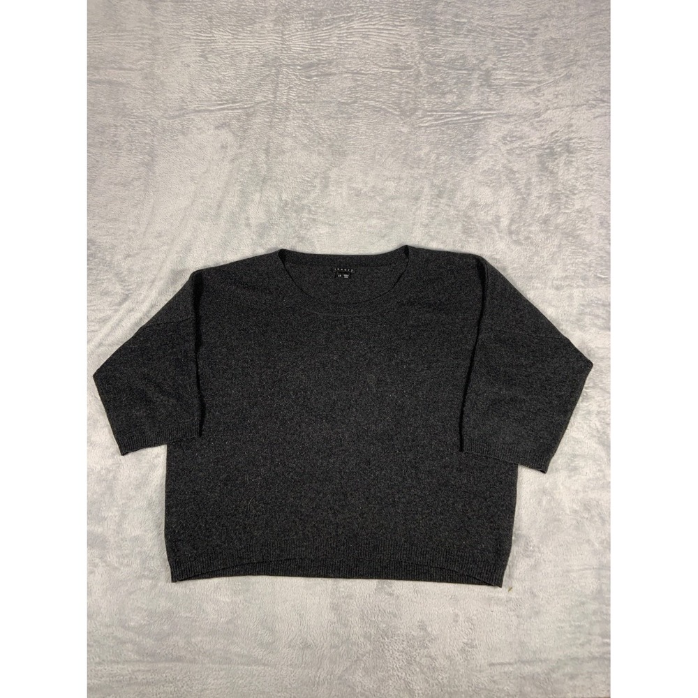 Theory Crewneck Sweater Womens L Charcoal Gray Pullover CASHMERE Long sleeves